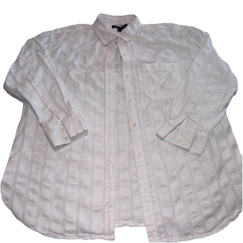Banana Republic White Cotton Long Sleeve Shirt Classy Lightweight Beach Cover